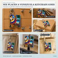Porte-clés Souvenir du Venezuela en forme de lettre N personnalisé en usine, avec breloques Joropo Dancer et Cuatr en émail, pour la vente en gros aux boutiques de cadeaux