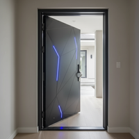 Porte de sécurité en aluminium et fer forgé, minimaliste, moderne, géométrique, insonorisée, pour intérieur et entrée principale