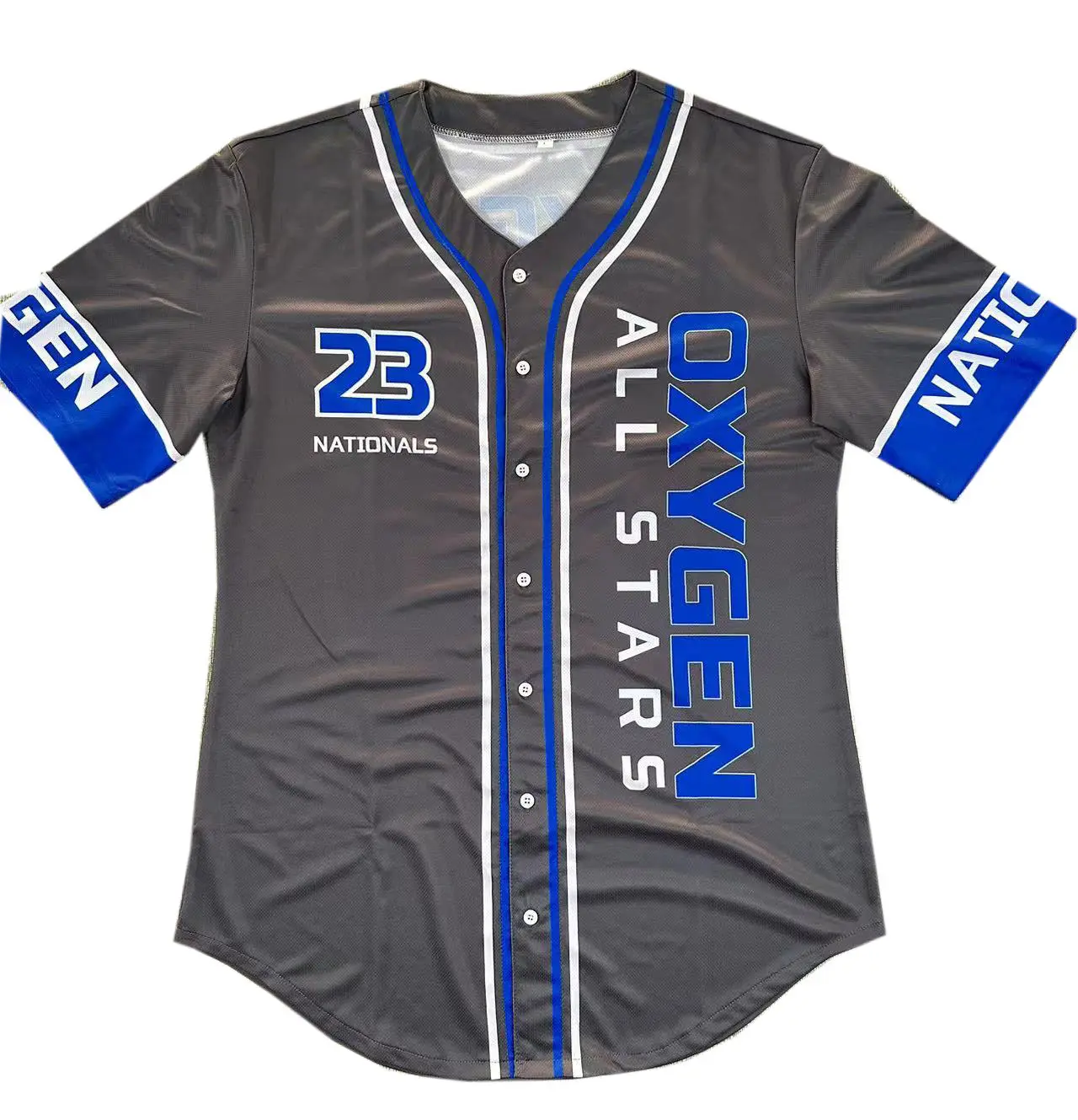 Hommes OEM personnalisé uni noir avec des bandes blanches et bleues 100% polyester coolmax manches courtes équipe de mode maillot de baseball