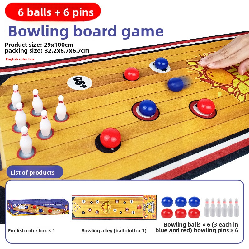 [Color Box] Table Bowling - 6 boules + 6 quilles (1M de long)