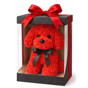 Flor de PE con forma de perro, regalo de Tanabata para amigas, flor de PE con animal abrazable, regalo decorativo, rosa - Product Image 5