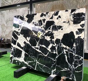 <span class=keywords><strong>Marmo</strong></span> nero di lusso naturale Modulare venature bianche <span class=keywords><strong>cucina</strong></span> bagno parete vanità superiore superiore lato posteriore Splash lastre piastrelle - Product Image 3