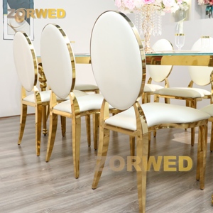 Venta al por mayor de muebles comerciales sillas de acero inoxidable brillante patas Hotel boda comedor mesas y sillas de fiesta sillas para eventos - Product Image 4