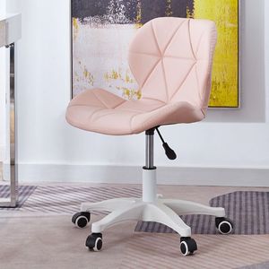 Chaise de bureau rose en PU, réglable en hauteur, sans accoudoirs, pour la maison, le bureau, la salle d'étude, la chambre à coucher - Product Image 4