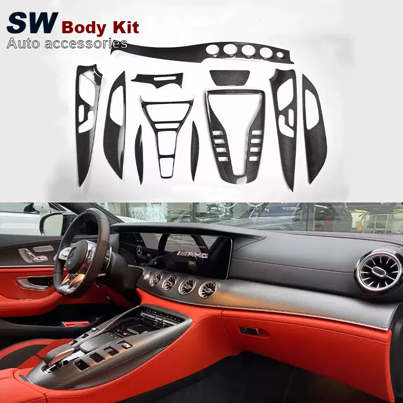 OEM Style Dry Carbon Fiber Car Interior Trim For Mercedes-Benz AMG GT GT50 GT53 GT63 4 Door Center Dashboard Cover Trim Parts