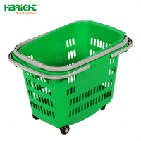 Panier de courses en plastique vert Highbright Supermarket 40L, 3 poignées, robuste, durable, facile à transporter, panier de rangement