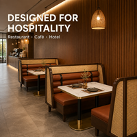 Banquette en velours moderne avec structure en bois pour restaurant, ensemble de banquettes pour café et hôtel
