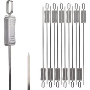 Stainless Steel BBQ Skewers 35cm 45cm Flat Metal For Chicken Wings Lamb Grilling Cooking Baking Barbecue - Product Image 2