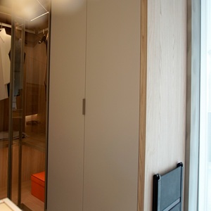Walk-in Closet: Glass Door <strong>Wardrobe</strong> &amp; PET-Finish <strong>Wardrobe</strong> with Vanity Table &amp; <strong>Pop</strong>-<strong>Up</strong> Mirror, Custom Size for Master Suite - Product Image 6
