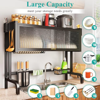 Étagère de rangement pour porte d'armoire d'évier de cuisine, étagère de comptoir avec porte, anti-poussière, pour couverts, planche à découper, égouttoir, organisateur de bols et assiettes