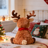 Peluche de renne de Noël personnalisée OEM ODM, grande taille, rembourrage en coton PP, design brodé, anti-stress, doublure en maille - Commande en gros