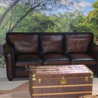 Sur mesure en cuir véritable canapé meubles Antique en détresse marron plein canapé en cuir véritable 3 places hôtel canapé salon canapé Cama