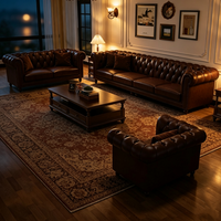 Ensemble de canapés de luxe de style américain, meubles en cuir pour salon, ensembles de canapés modernes de luxe en ligne droite