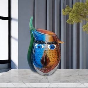 แจกันตกแต่งสไตล์โมเดิร์น งานฝีมือทำมือ รูปปั้นตกแต่งบ้าน ธีมปิกัสโซ หน้าคน แก้วมูราโน่ ศิลปะเป่าแก้วแบบยุโรป งานศิลปะนามธรรม - Product Image 4