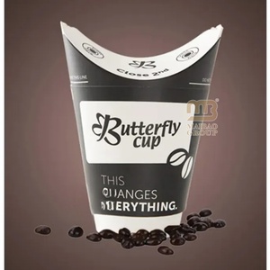 Gobelet en papier papillon pour thé et café, écologique, 100 % compostable, recyclable, avec couvercle intégré pliable - Product Image 3