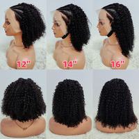Letsfly Rambut Jerry Curly dengan Kepang Kepadatan 200% Rambut Alami Pre-plucked Wig Lace Frontal 13x4 10-16 Inci Rambut Manusia