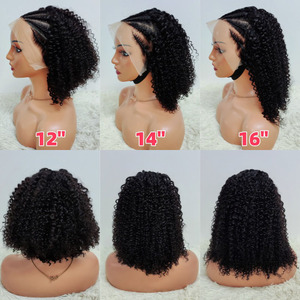 Letsfly Hair Jerry Curly with Braids 200% Density Pre-plucked Natural Hair 13x4 Lace Frontal Wigs 10-16 Inches Human Hair - Product Image 2