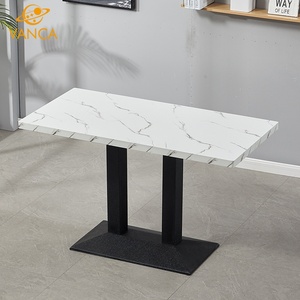 Uso comercial Mármol Restaurante Mesa de café Cuadrado Mármol <span class=keywords><strong>italiano</strong></span> Superior Base de metal Mesa de comedor para restaurante - Product Image 5
