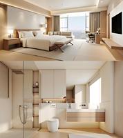 Meubles d'hôtel minimalistes sur mesure en gros - Lit en bois / Table de chevet / Armoire - Tailles personnalisées de qualité hôtelière
