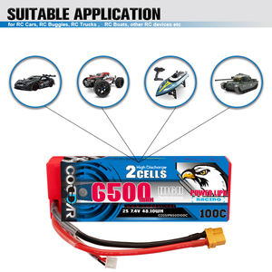 CODDAR 2S 6500MAH 7.4V 100C 200C XT60 avec boîtier rigide câblé RC batterie LiPo échelle 1/10 RC voiture bateau de course <span class=keywords><strong>Tamiya</strong></span> sauterelle - Product Image 2