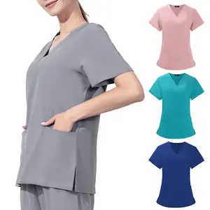 JinTeng Polyester Rayon Spandex Best Selling Short-Sleeved Surgery Women Hospital Salon Scrub Uniforms Sets Oral