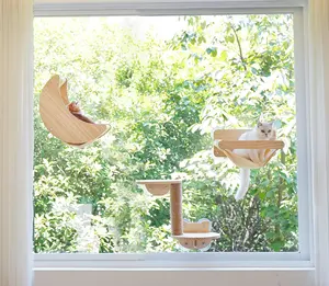屋内猫用の窓猫ベッドは、強力な吸盤が取り付けられた月の棚にとまります睡眠と時計の鳥のための猫の窓シート