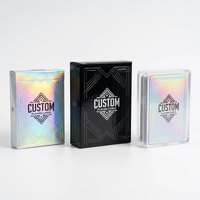 Cartes à jouer holographiques, logo personnalisé, jeu de poker, papier noir mat, estampage à chaud irisé pour cadeau et promotion de marque