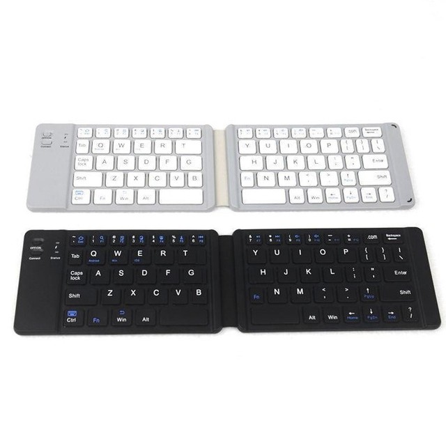 Foldable Wireless Keyboard Ultra Thin Mini Rechargeable Wireless Folding Keypad for iPad Tablet Phone Laptop Windows Android iOS