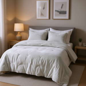 Ensemble de couette réversible en sherpa, couleur unie, literie durable pour la maison, lavable en machine, design cousu - Product Image 2