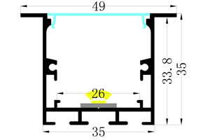 YG-3535A tùy chỉnh bất kỳ màu sắc nhôm hồ sơ & bất kỳ hiệu ứng khuếch tán Bìa cài đặt lõm Trần dòng đèn - Product Image 4
