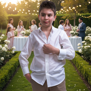 Chemise pour enfants en coton 100% blanc - Product Image 3