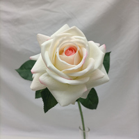 J-12204 Neues Design Weiße Rote Real-Touch-Rosen Handbemalte Real-Touch-Rose Dunkelrosa und Weiß Schattierte Rose Künstlich