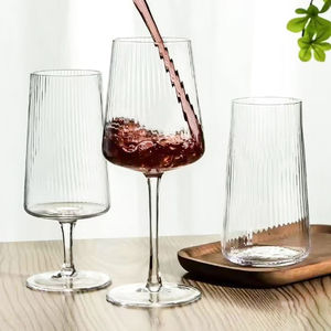 Gobelets en cristal sans plomb à rayures verticales, forme trapézoïdale, pour vin blanc et rouge, capacité 500-1000 ml - Product Image 4