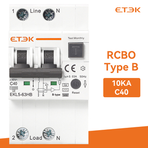 ETEK タイプB RCBO <span class=keywords><strong>2P</strong></span> 32A/40A/63A 30mA トリッピングカーブC 1P+N RCBO漏電遮断器 電流漏れ保護機能付き モデルEKL5-63B - Product Image 3