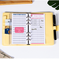 Carnet à spirales en cuir PU A6, couleur macaron, journal à feuilles mobiles, planificateur à 6 anneaux, agenda rechargeable, bloc-notes