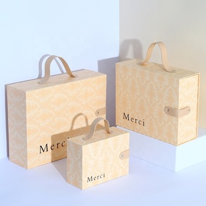 Box Packaging Luxury Cardboard Drawer Box Carton Packaging Box Gift With Ribbon Handle Large Black Gift Box With Lids