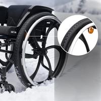 Roues arrière de fauteuil roulant manuel sport tout-terrain à 6 lames intégrées, grandes, résistantes à l'usure, pour la rééducation et la thérapie