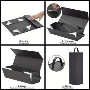 Caja <span class=keywords><strong>de</strong></span> Cartón Rígido Negra <span class=keywords><strong>de</strong></span> Lujo Ecológica con Cierre Magnético para Botellas <span class=keywords><strong>de</strong></span> Vino Premium, Accesorios y Embalaje <span class=keywords><strong>de</strong></span> Regalos - Product Image 3