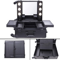 Étui de Studio roulant Portable à LED, kit de maquillage, haut-parleur on the go, boîte dorée, avec lumière, Promotion
