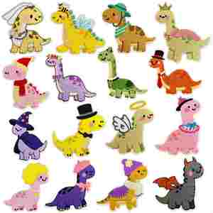 Patchs brodés thermocollants pour vêtements, motif dinosaure mignon de dessin animé, broderie informatique, patchs animaux - Product Image 1