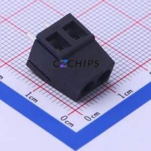 DB128V-5.0-2P-BK-S Screw Terminal Block Through hole Component (THT),P=5mm Connector 1x2P 5mm Black Through Hole - Product Image 1