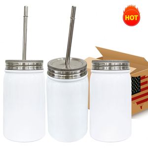 Vasos para Smoothies de 17 oz, Acero Inoxidable, para Café, Agua, Viajes, Blancos, Boca Ancha, Sublimables, Tipo Mason Jar - Product Image 2