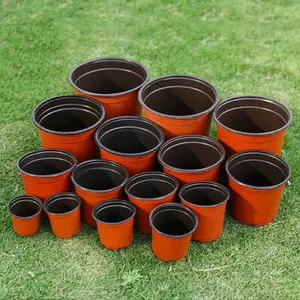 Wholesale Cheap Round Double Color Plastic Flower Pot Nursery Grow Container For Plants