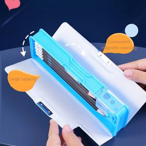 Casing pensil multifungsi, dengan kotak rautan untuk anak laki-laki, kotak Organizer alat tulis plastik, hadiah sekolah untuk anak-anak - Product Image 4