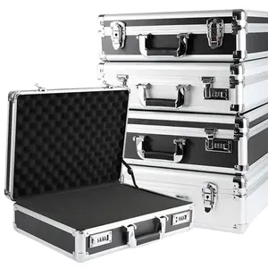 収納スーツケース機器ショルダーストラップと保護フォーム付きアルミニウムキャリングツールケース