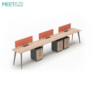 Modern Luxury <b>Office</b> Workstation Desk Customized 4-Person Modular <b>Table</b> with Wooden Cabinet Panel Style Furniture - Product Image 4