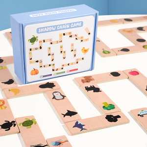 Juego de Dominó de Animales de Madera para Niños, Juego de Emparejamiento de Sombras, Coordinación Mano-Ojo para Bebés, Juguete Educativo para la Primera Infancia - Product Image 2