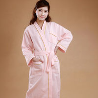 Peignoir 100% Coton Gaufré à Col Kimono et Cordon de Serrage, Luxueux, Absorbant, pour Hôtel et Spa, Hommes et Femmes, Vente en Gros, Élégant, Romantique, Uni