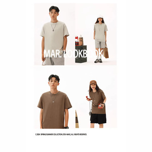 เสื้อยืดแขนสั้นสีพื้นสำหรับผู้ชาย 230 กรัม ผ้าสองเส้น คอกลม ไหล่ตก ระบายอากาศได้ดี ซับเหงื่อ ป้องกันแสงแดด - Product Image 3