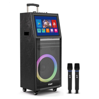 CQA 10 pouces haut-parleur chariot karaoké système de fête KTV home cinéma avec écran pour les paroles système de haut-parleurs d'affichage avec 2 microphones